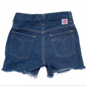 Vintage dark blue denim cutoff jean shorts